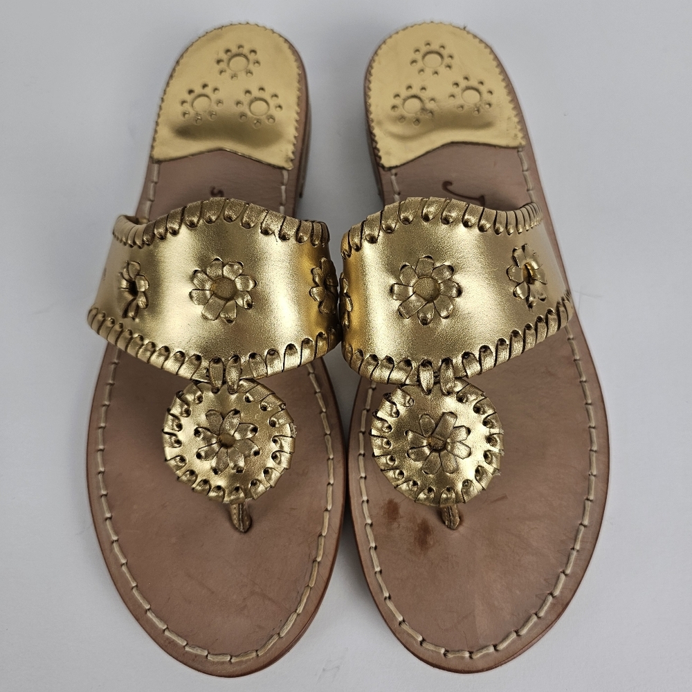 Jack Rogers Jacks Flat Sandal 6 Gold Leather